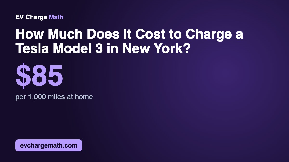 How Much Does It Cost to Charge a Tesla Model 3 in New York?: $85 per 1,000 miles at home