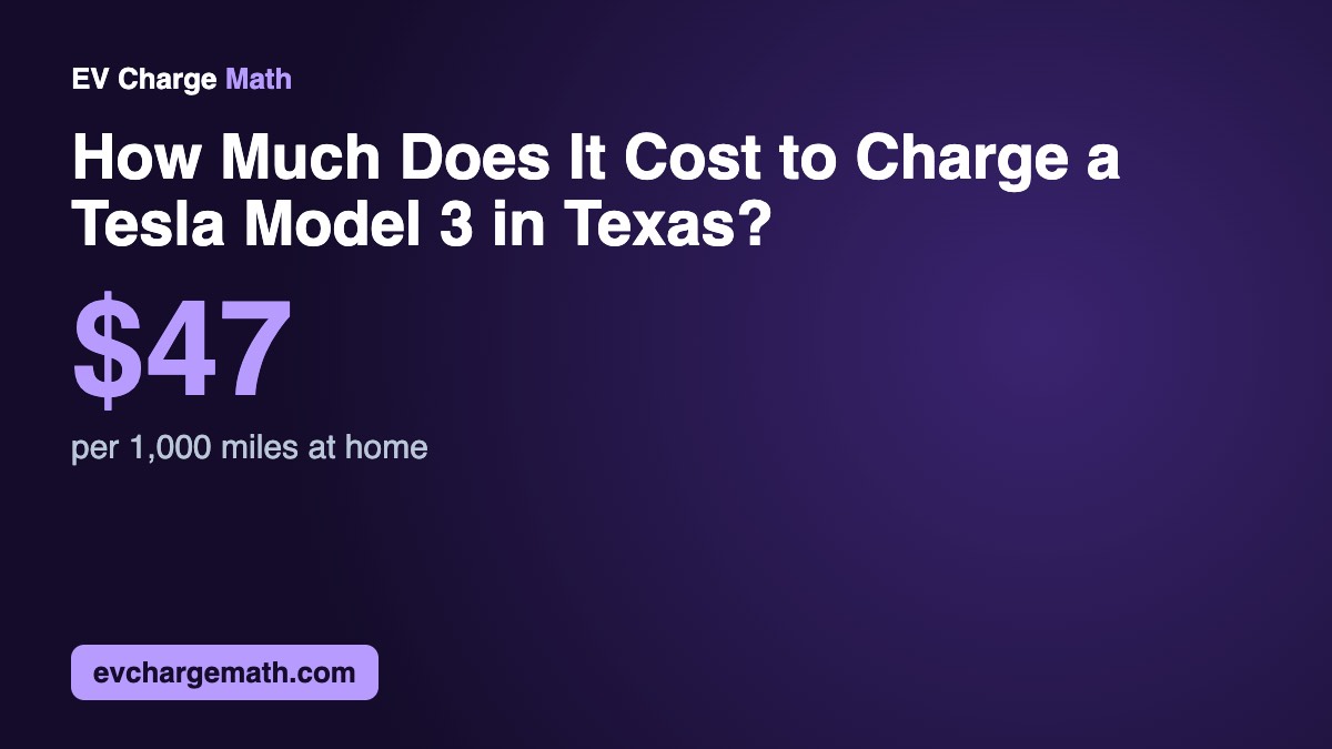How Much Does It Cost to Charge a Tesla Model 3 in Texas?: $47 per 1,000 miles at home