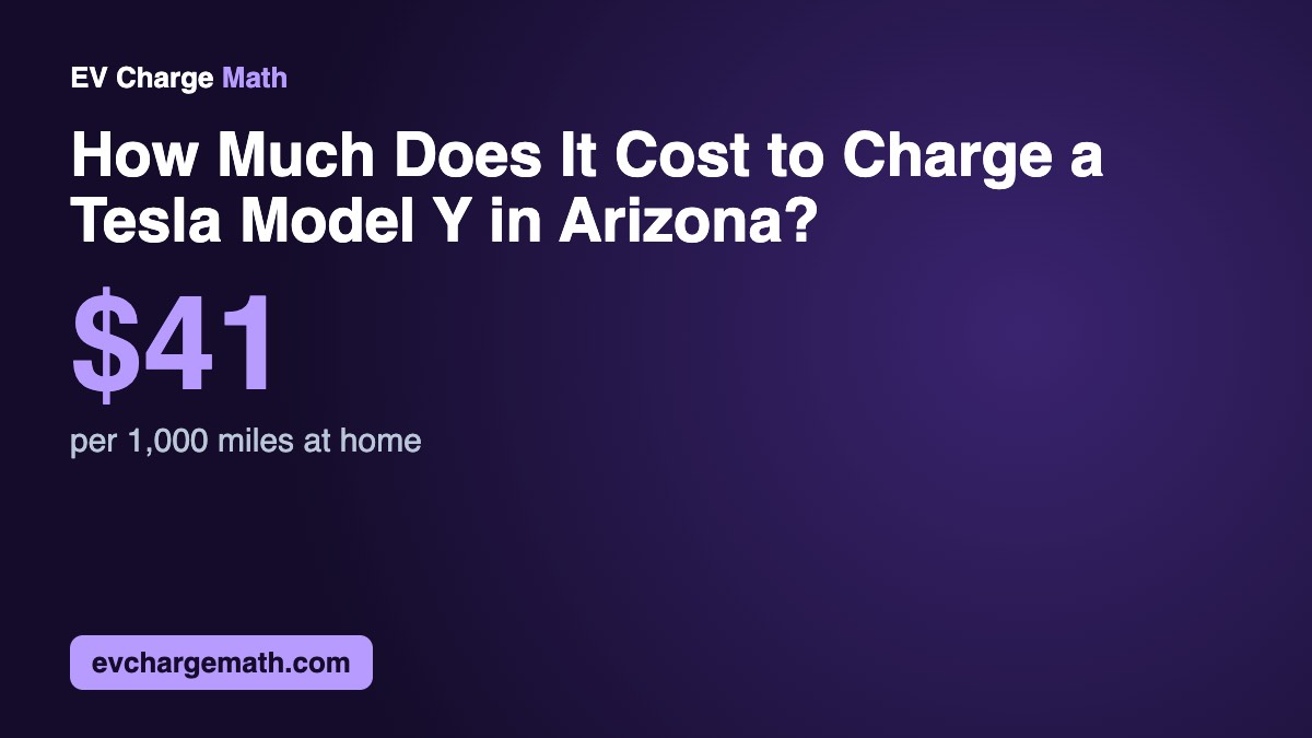 How Much Does It Cost to Charge a Tesla Model Y in Arizona?: $41 per 1,000 miles at home