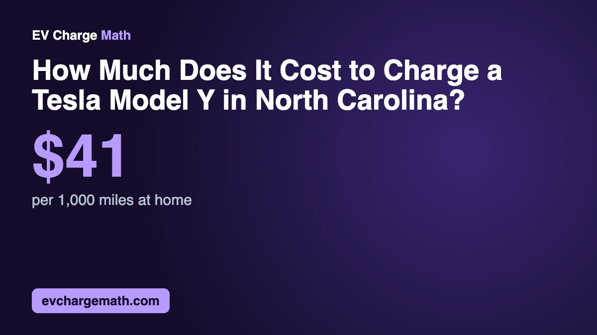 How Much Does It Cost to Charge a Tesla Model Y in North Carolina? (2026)