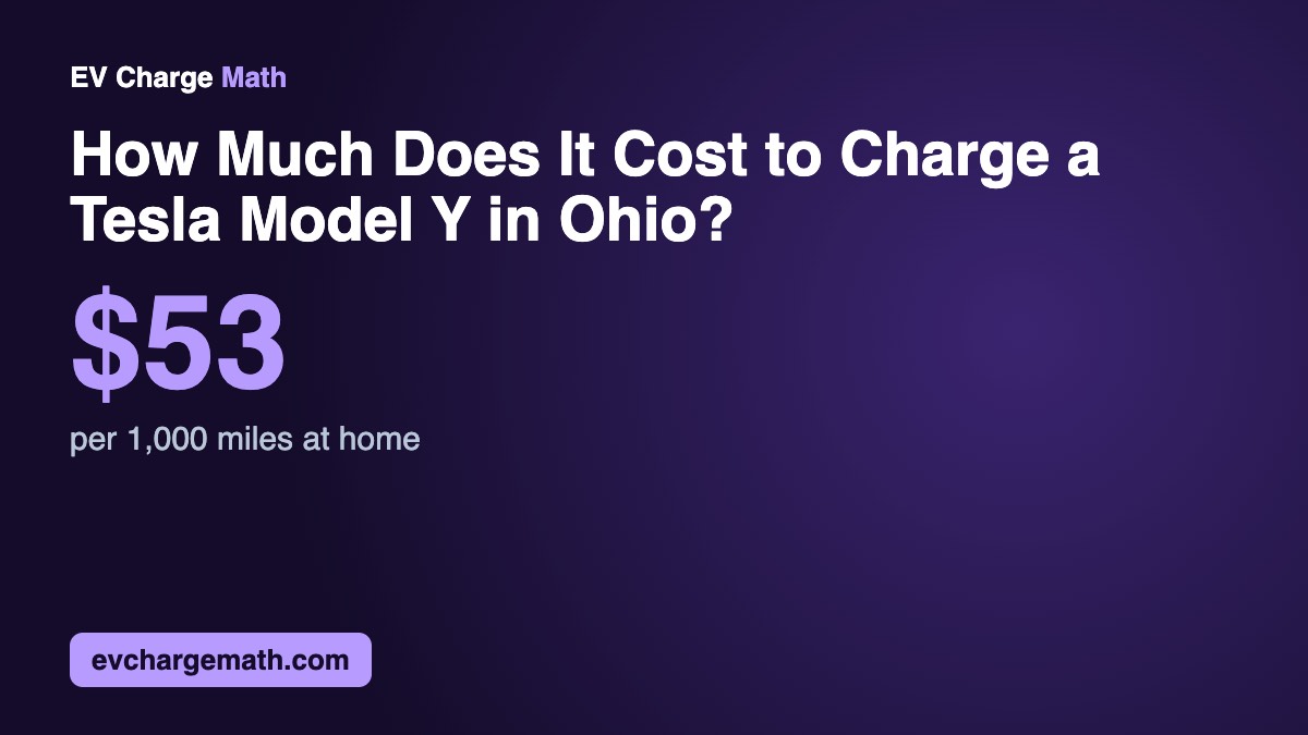 How Much Does It Cost to Charge a Tesla Model Y in Ohio?: $53 per 1,000 miles at home