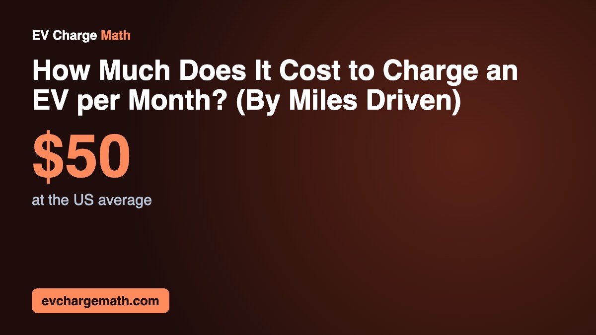 How Much Does It Cost to Charge an EV per Month? (By Miles Driven): $50 at the US average